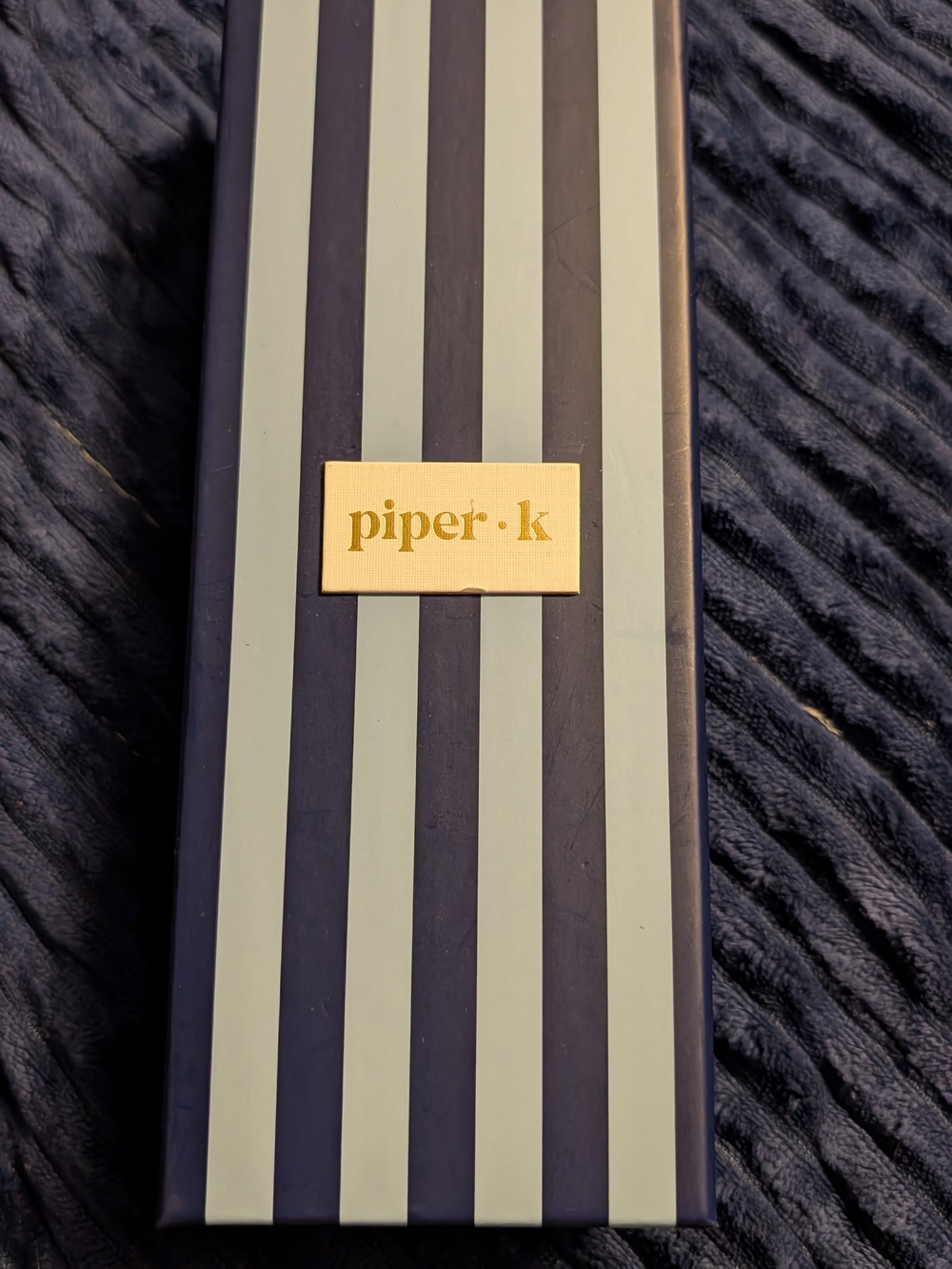 Piper-k Gold Bead Necklace with Navy Cord and CZ Charms - Picture 4 of 5